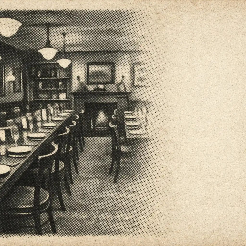 Vintage-style English dining room with warm lighting and composed tables