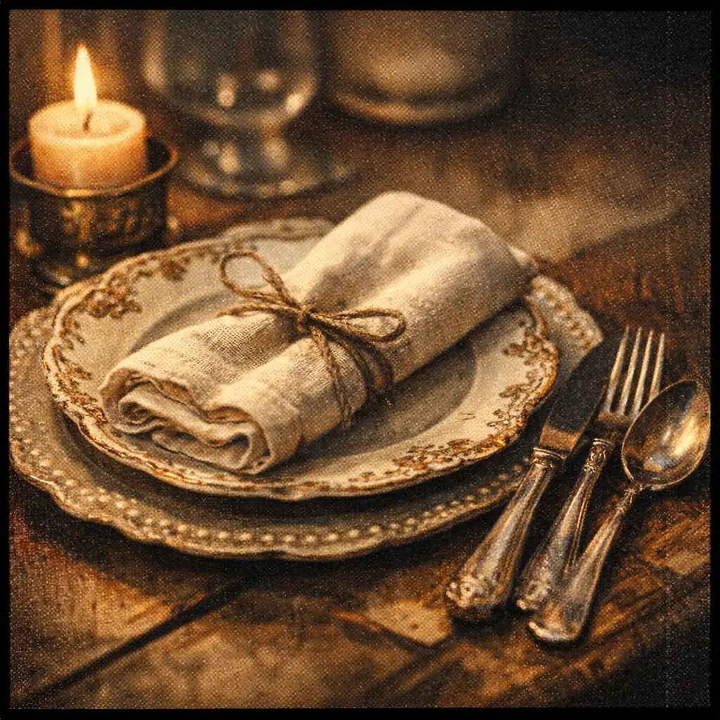 Vintage table setting detail